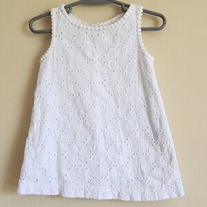 Genuine Kids by Oshkosh White Sleeveless Floral Eyelet Dress Size 18 Months